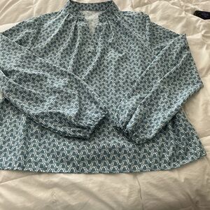 SHEIN Blue Geometric Blouse